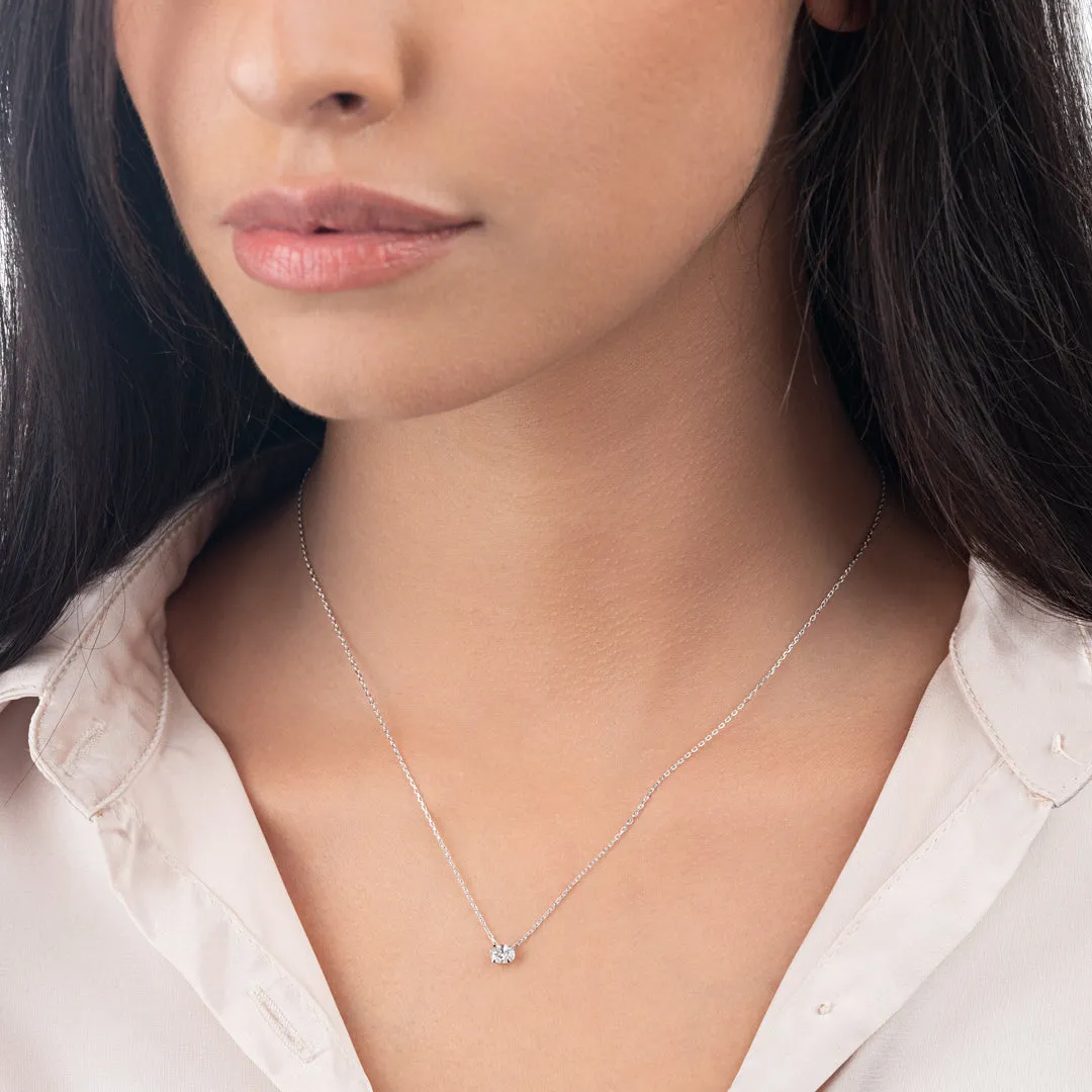0.3ct Oval Diamond Pendant White Gold