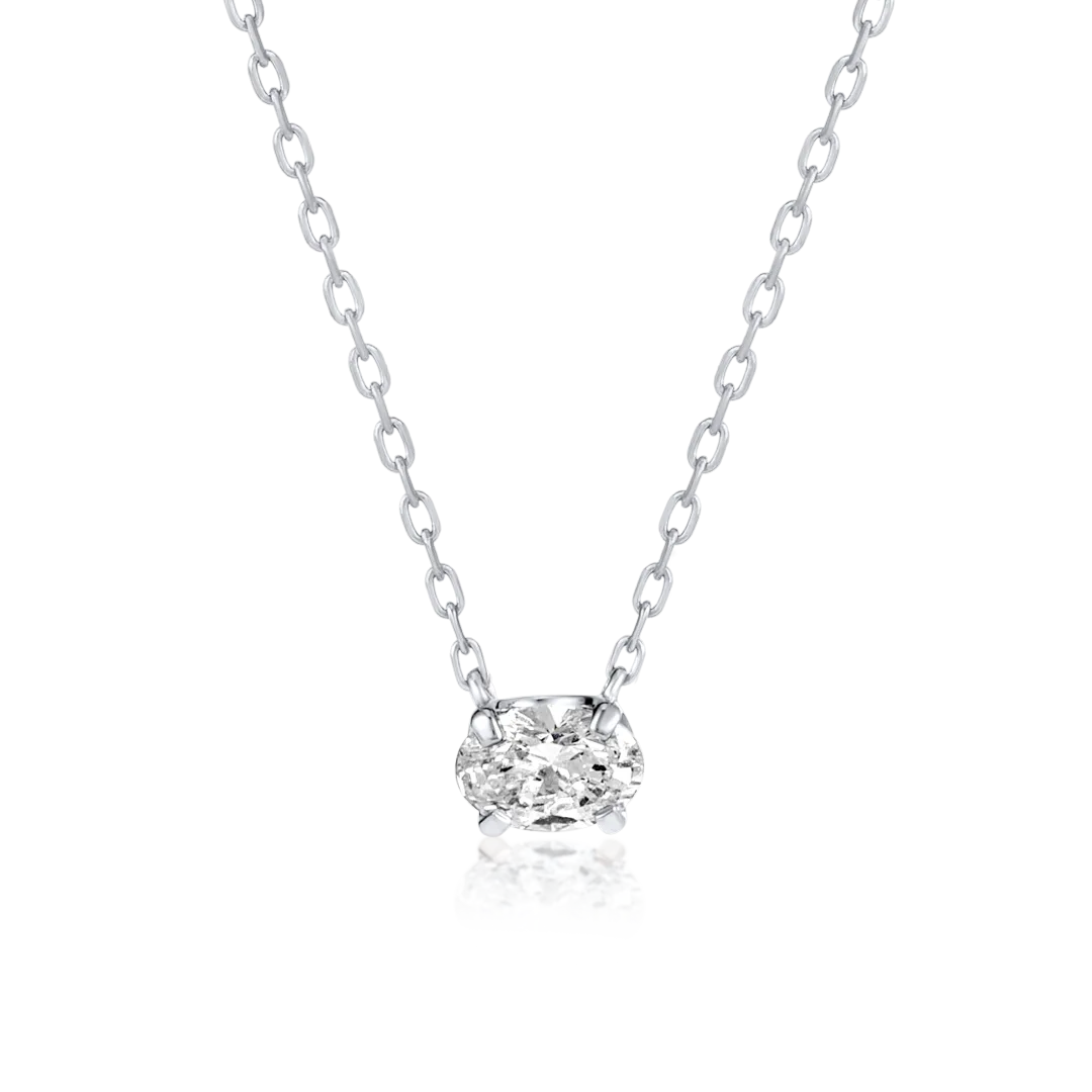0.3ct Oval Diamond Pendant White Gold
