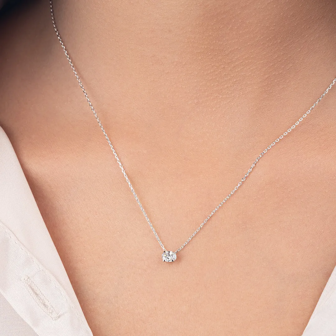 0.3ct Oval Diamond Pendant White Gold