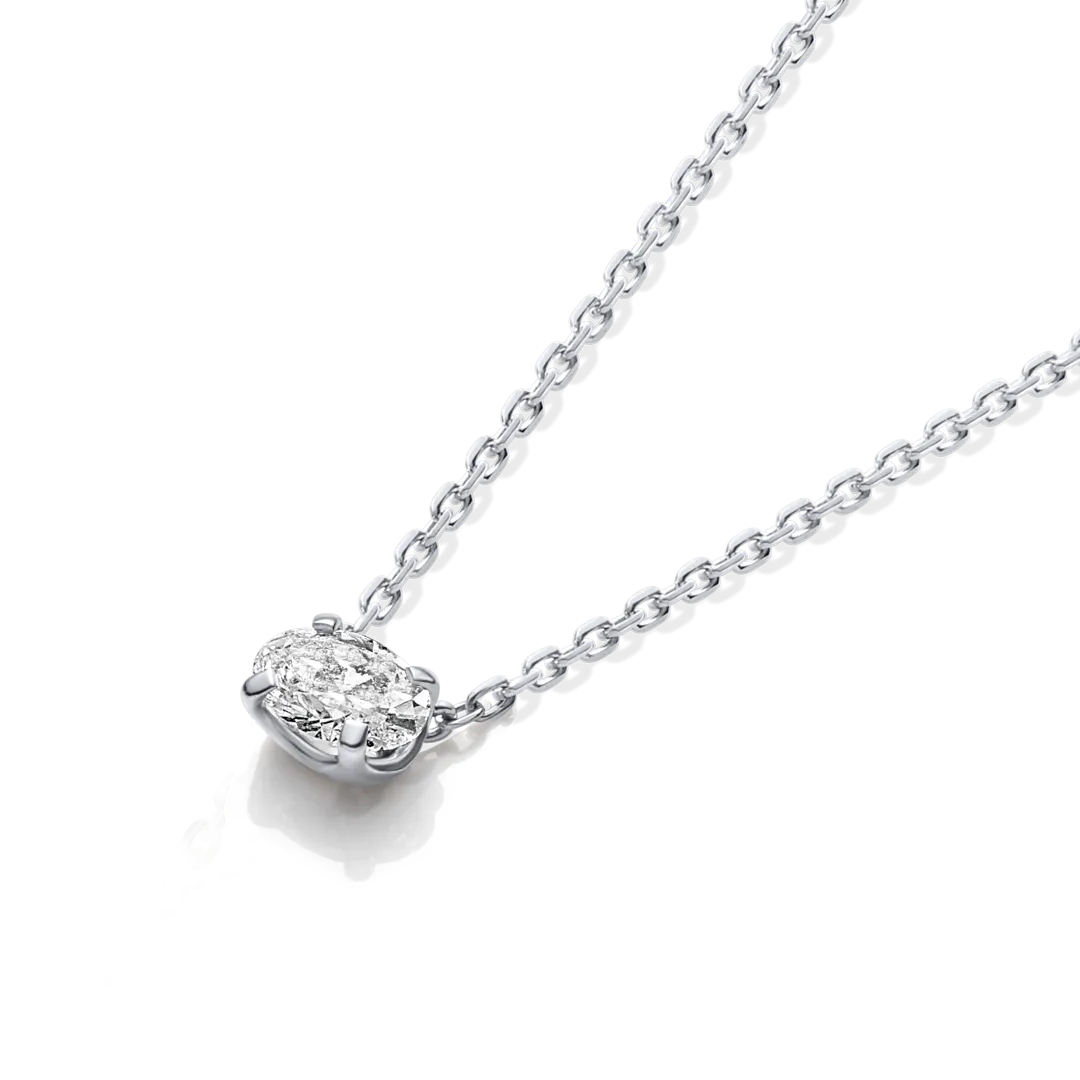 0.3ct Oval Diamond Pendant White Gold