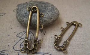 10 pcs Antique Bronze Five Loops Brooch Pendant A2215
