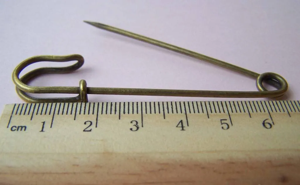 10 pcs Antique Bronze Safety Pins Brooch 70mm A3870