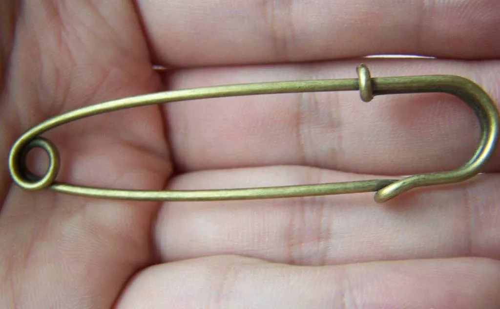 10 pcs Antique Bronze Safety Pins Brooch 70mm A3870