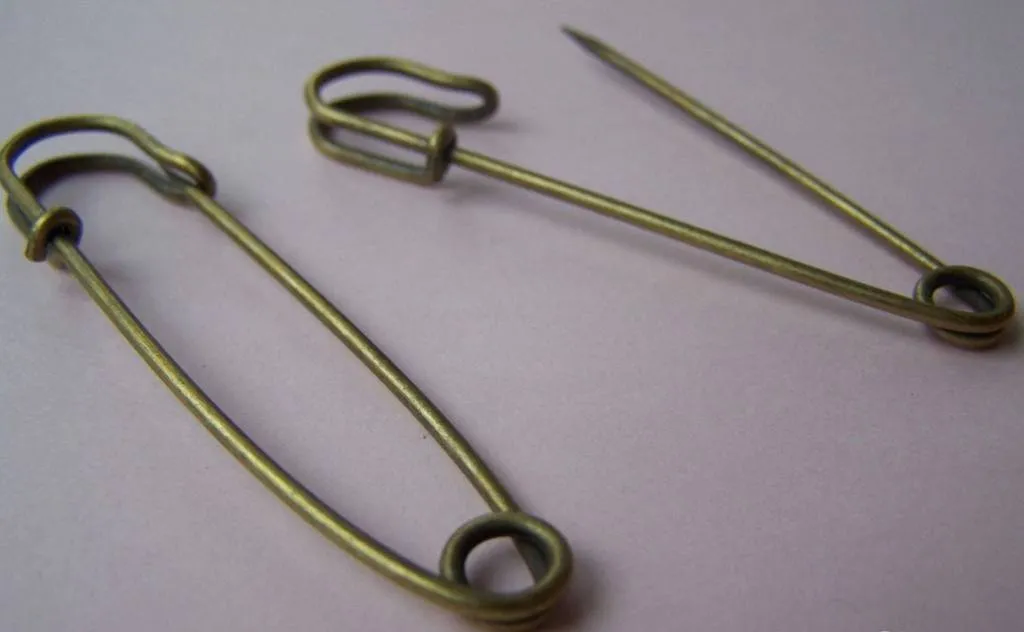 10 pcs Antique Bronze Safety Pins Brooch 70mm A3870