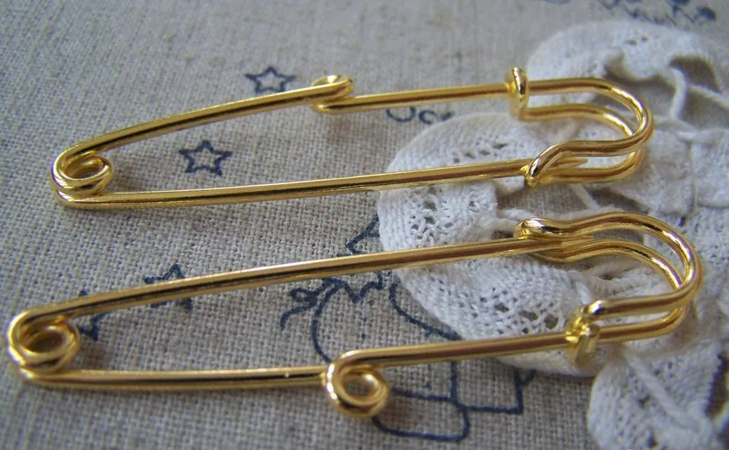10 pcs Gold Kilt Pins Single Loop Safety Pins Broochs A1225
