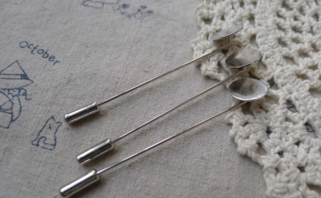 10 pcs Platinum Lapel Stick Pin Clutch With 12mm Pad  A7553