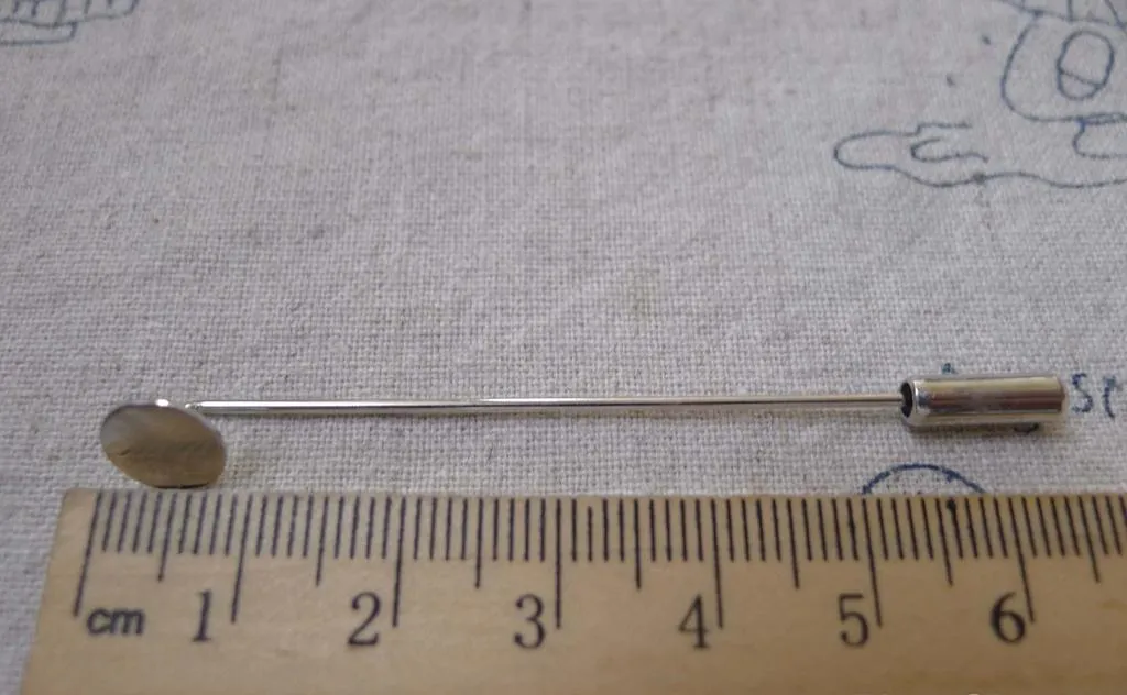 10 pcs Platinum Stick Pin Clutch Blanks With 8mm Pad A7191