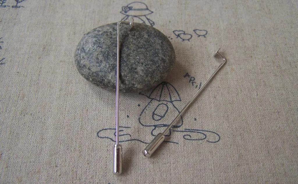 10 pcs Platinum Stick Pin Clutch Lapel Pin With 5mm Pad A4653