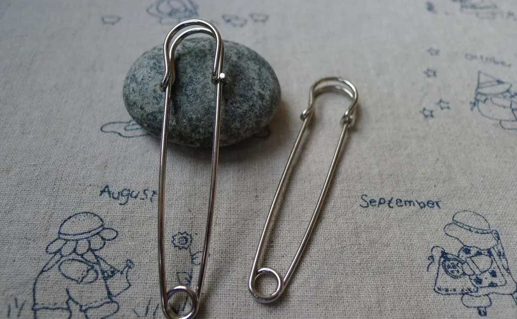 10 pcs Silvery Gray Steel Safety Pins Brooch A5521