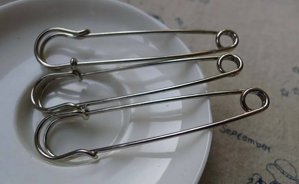10 pcs Silvery Gray Steel Safety Pins Brooch A5521