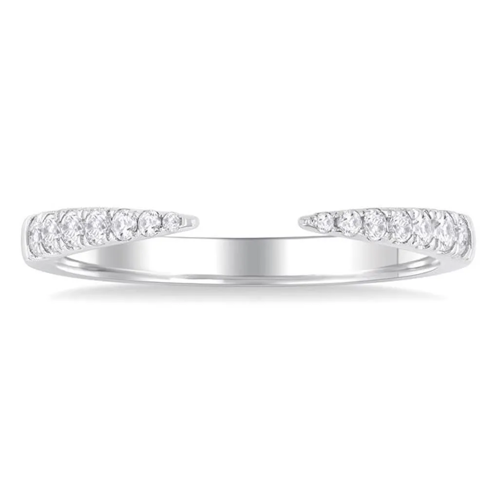 10K White Gold Open Claw Natural Diamonds Ring