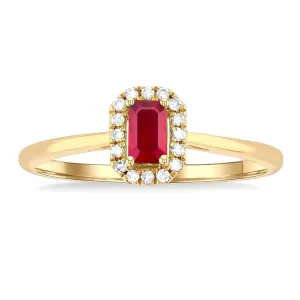 10K Yellow Gold Ruby And Diamond Halo Ring