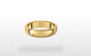14k Gold 5MM Half Round Light Classic Wedding Band