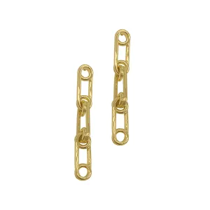 14k Gold Plated Safety Pin Drop Earrings