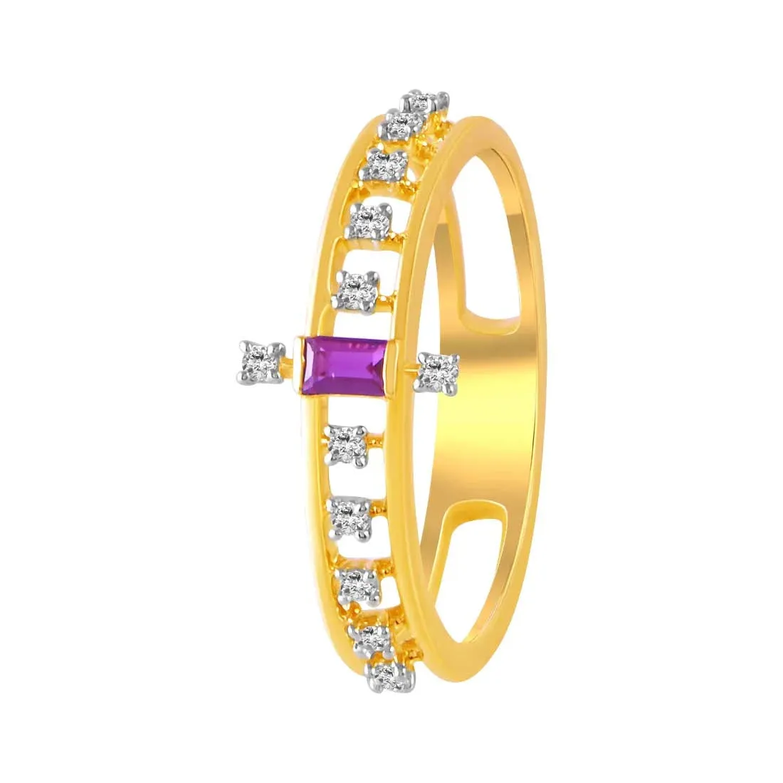 14K Gold Ring With Diamond Accents And Pink Rectangular Stone In The Centre