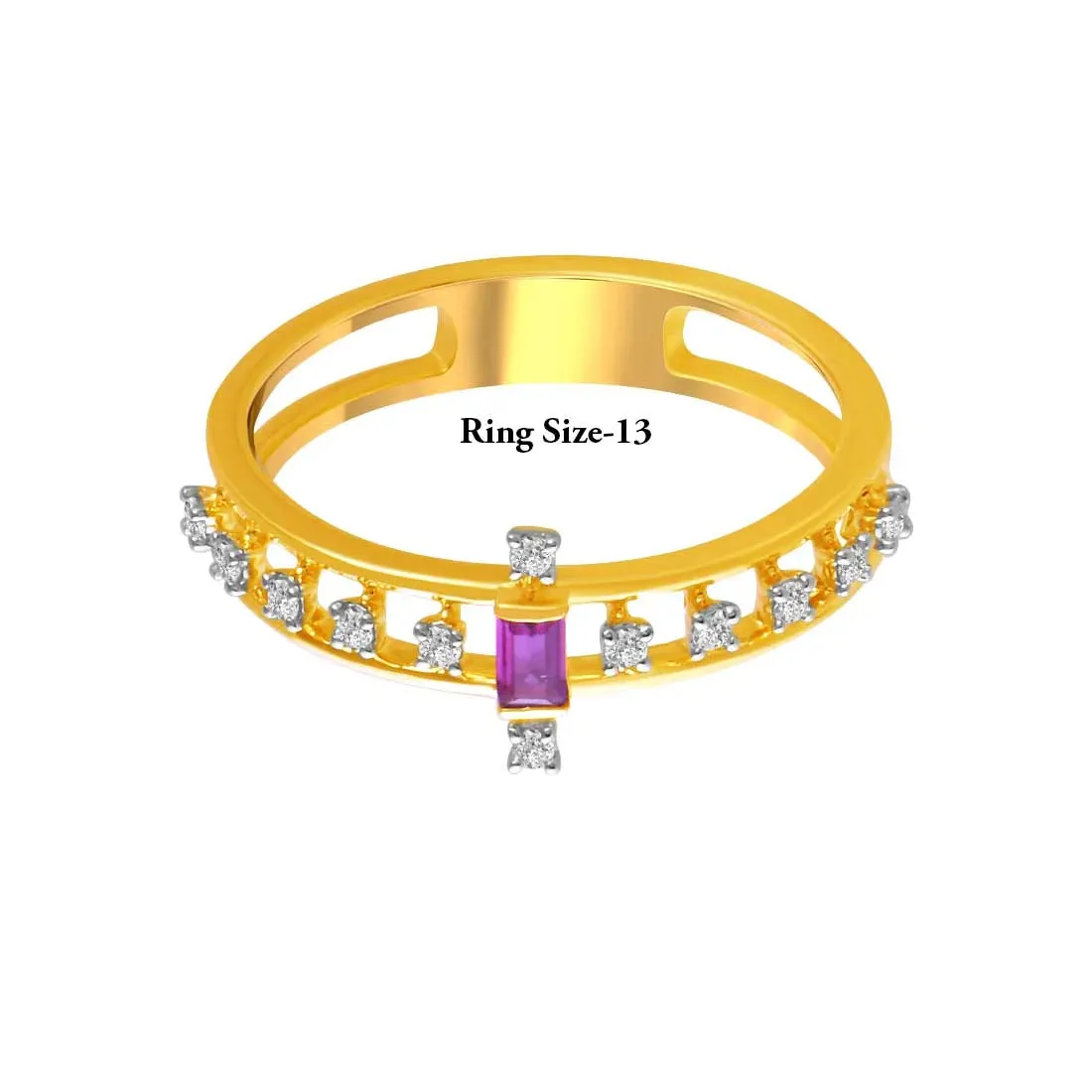 14K Gold Ring With Diamond Accents And Pink Rectangular Stone In The Centre