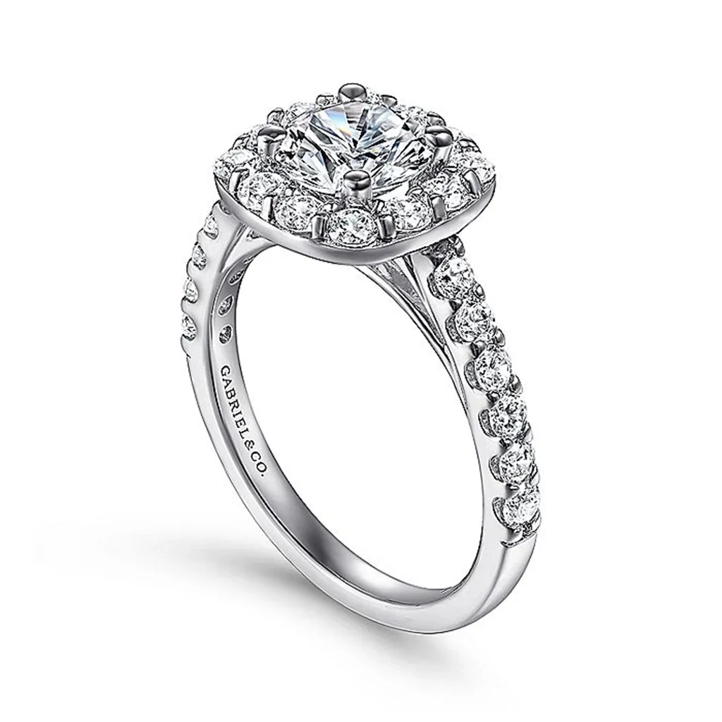 14K White Gold 'Skylar' Halo Cushion Diamond Engagement Ring