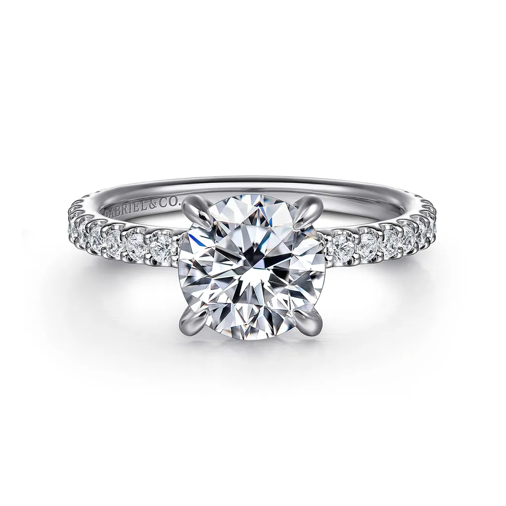 14K White Gold 'Stefie' Hidden Halo Round Diamond Engagement Ring