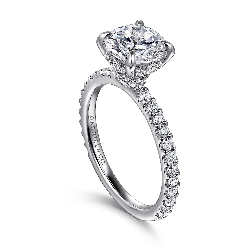 14K White Gold 'Stefie' Hidden Halo Round Diamond Engagement Ring