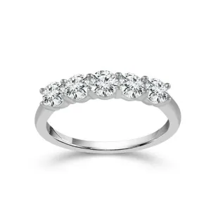 14K White Gold Straight Diamond Band