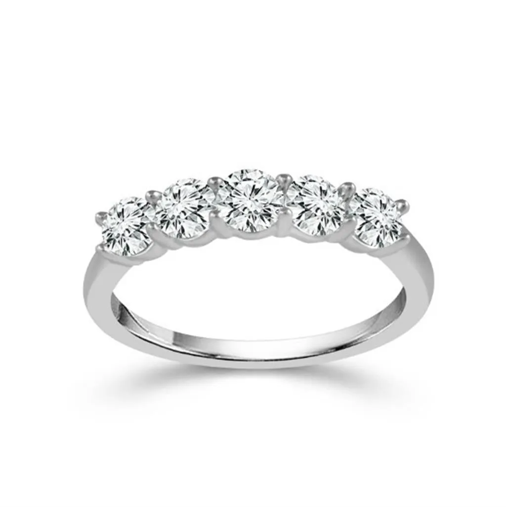 14K White Gold Straight Diamond Band