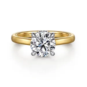 14K Yellow And White Gold 'Sandi' Hidden Halo Round Diamond Engagement Ring
