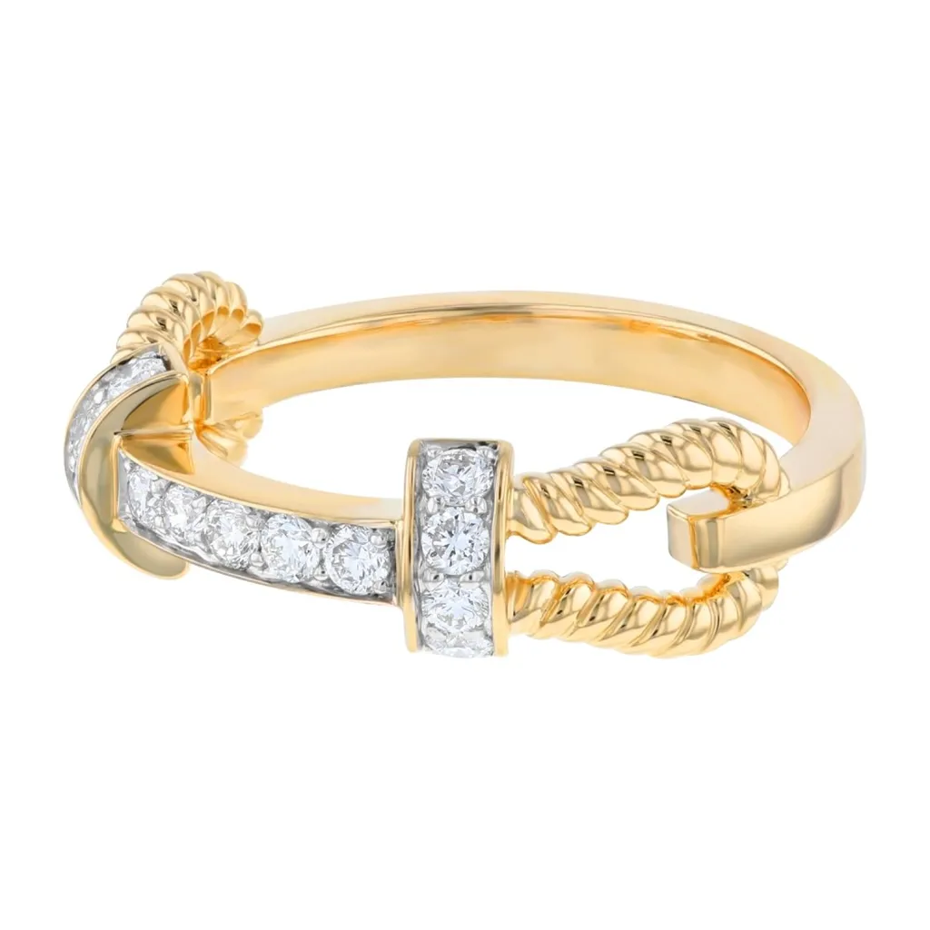 14K Yellow Gold Braided Diamond Ring