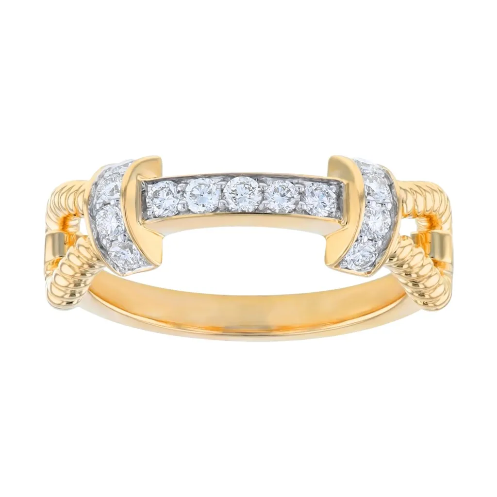 14K Yellow Gold Braided Diamond Ring