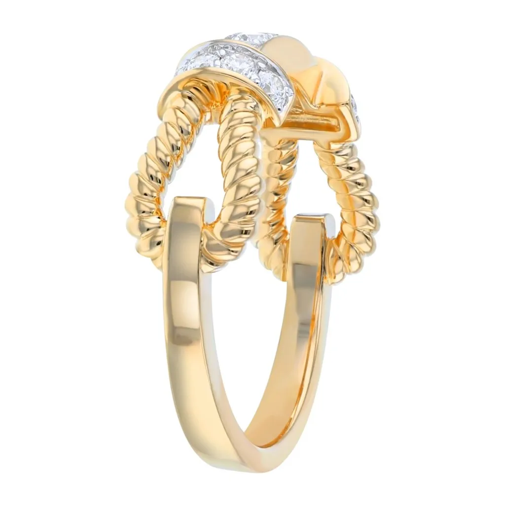 14K Yellow Gold Braided Diamond Ring