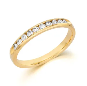 14K Yellow Gold Channel Set Diamond Band