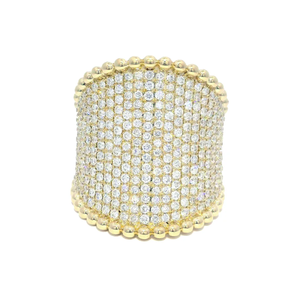 14K Yellow Gold Wide Band Diamond Ring