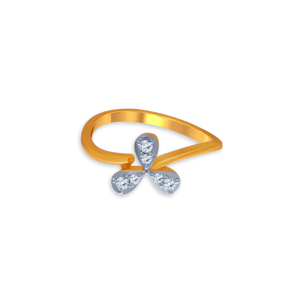 14KT (585) Yellow Gold And American Diamond Ring For Women