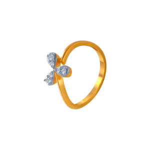 14KT (585) Yellow Gold And American Diamond Ring For Women