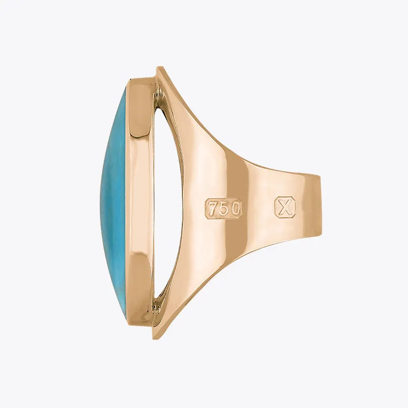 18ct Rose Gold Turquoise Hallmark Large Oval Ring