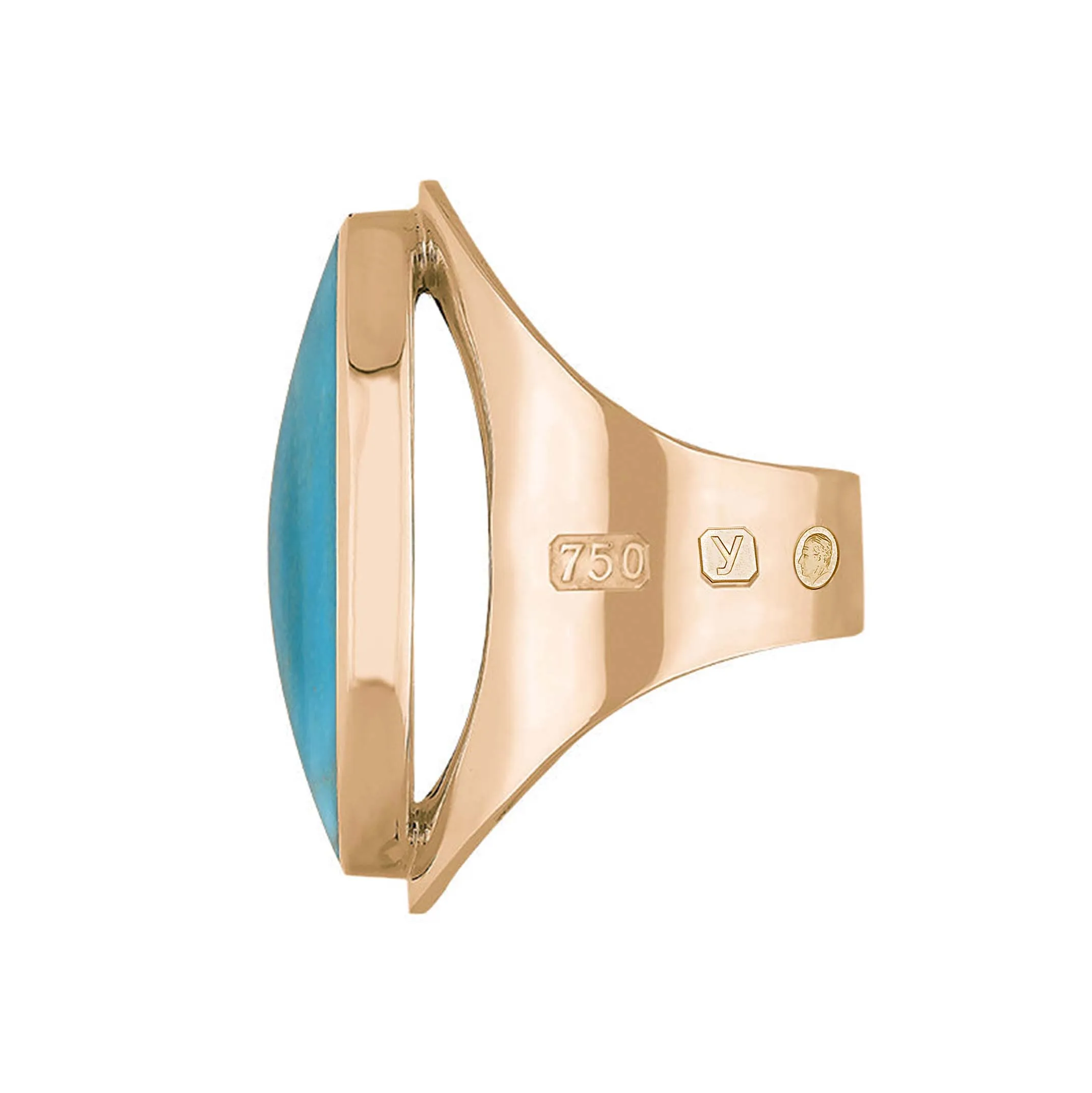 18ct Rose Gold Turquoise King's Coronation Hallmark Large Oval Ring D