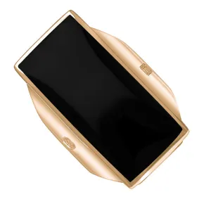 18ct Rose Gold Whitby Jet Hallmark Large Oblong Ring