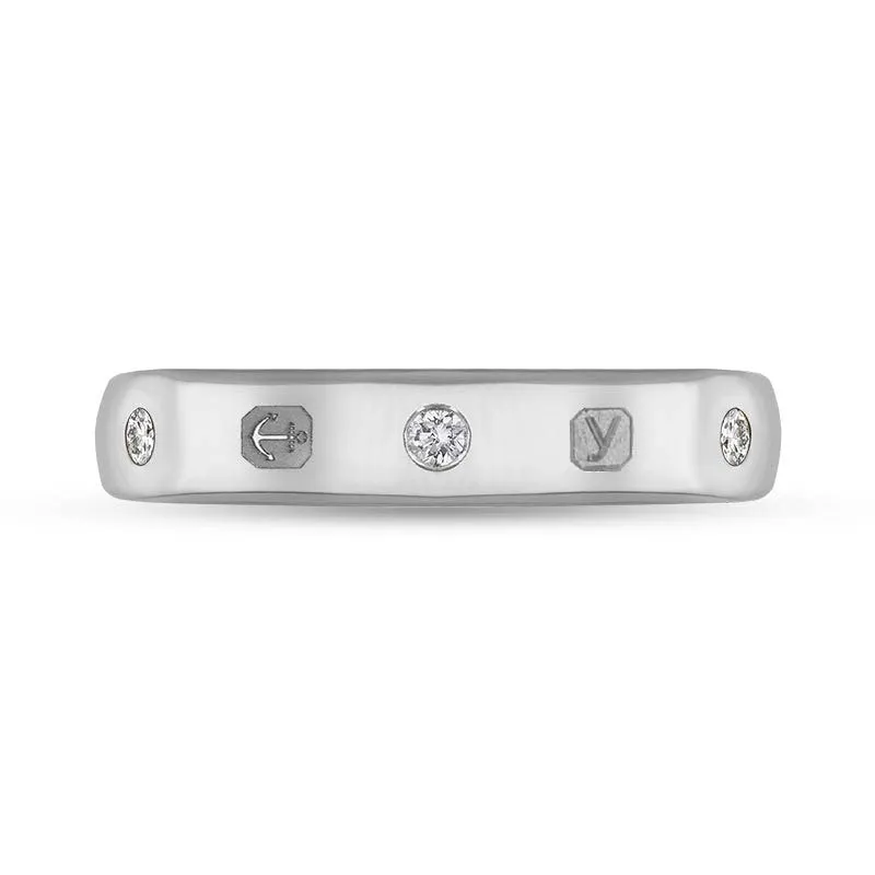 18ct White Gold 0.15ct Diamond King's Coronation Hallmark 4mm Ring D