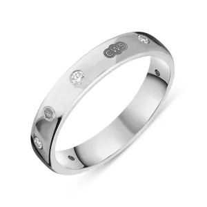 18ct White Gold 0.15ct Diamond King's Coronation Hallmark 4mm Ring D