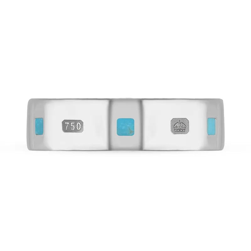 18ct White Gold Turquoise King's Coronation Hallmark Princess Cut 6mm Ring D