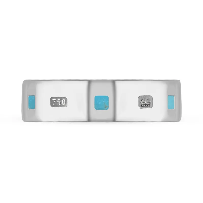 18ct White Gold Turquoise Queen's Jubilee Hallmark Princess Cut 6mm Ring D