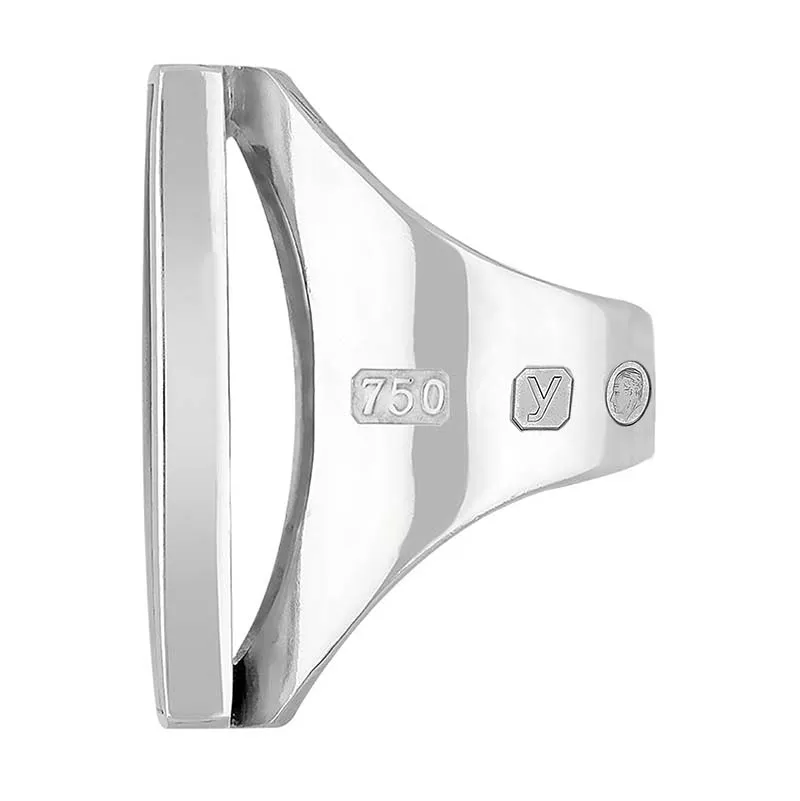 18ct White Gold Whitby Jet King's Coronation Hallmark Large Square Ring D