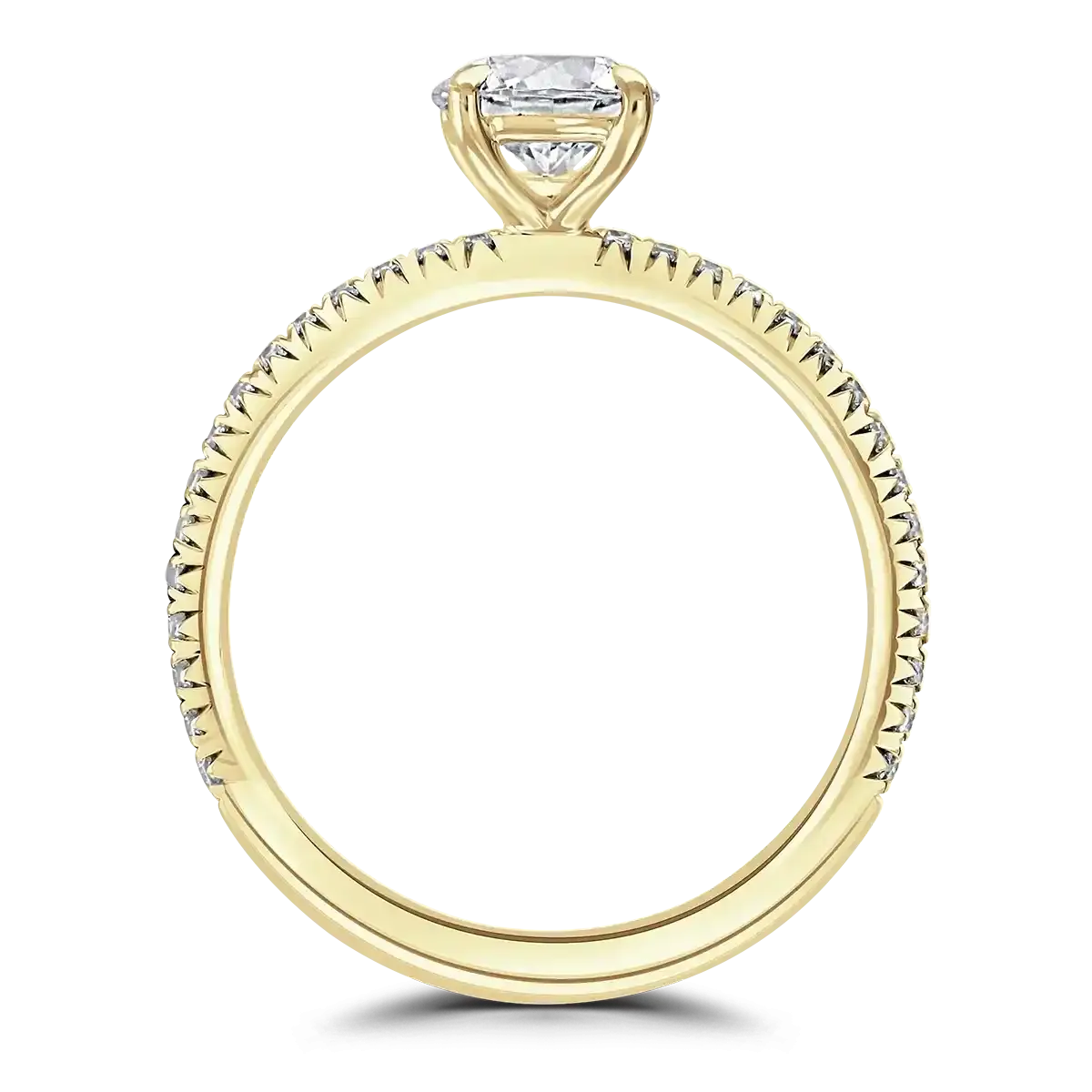 18ct Yellow Gold 1ct Round Brilliant Cut Laboratory Grown Diamond Solitaire With Diamond Shoulders