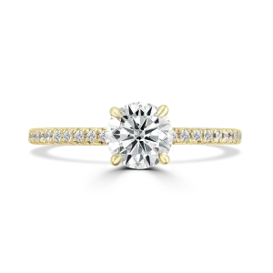 18ct Yellow Gold 1ct Round Brilliant Cut Laboratory Grown Diamond Solitaire With Diamond Shoulders