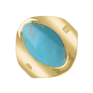 18ct Yellow Gold Turquoise Hallmark Small Oval Ring