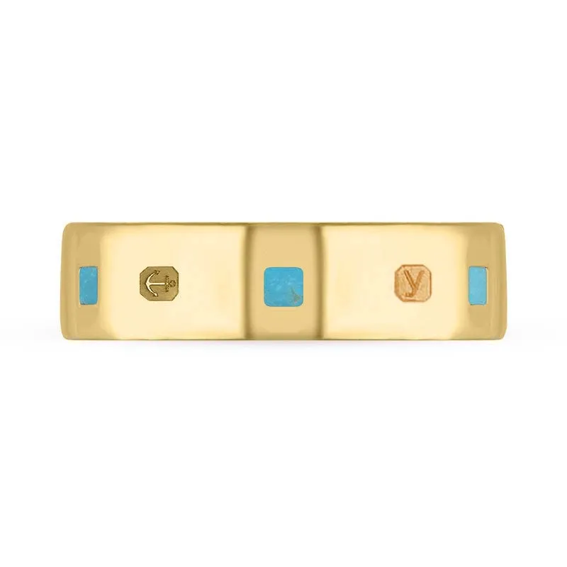 18ct Yellow Gold Turquoise King's Coronation Hallmark Princess Cut 6mm Ring D