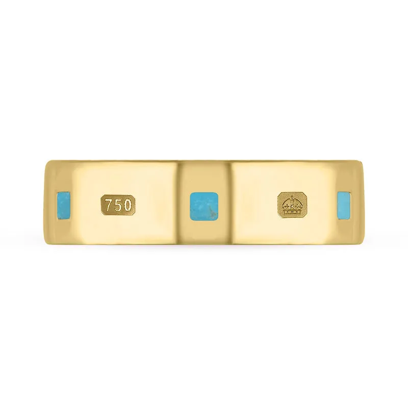 18ct Yellow Gold Turquoise King's Coronation Hallmark Princess Cut 6mm Ring D