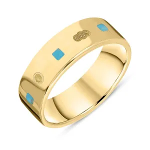 18ct Yellow Gold Turquoise King's Coronation Hallmark Princess Cut 6mm Ring D