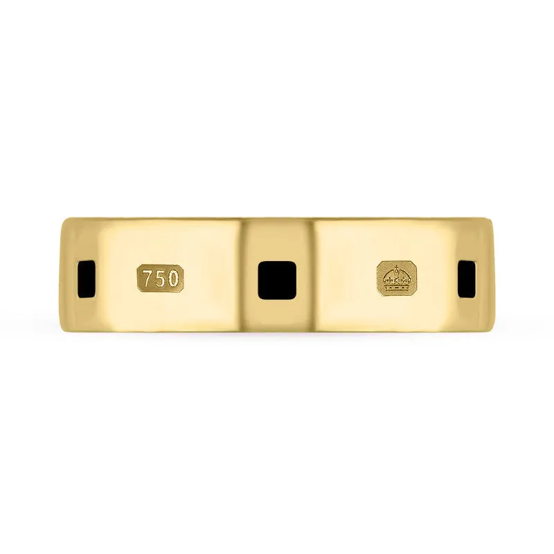 18ct Yellow Gold Whitby Jet Queen's Jubilee Hallmark Princess Cut 6mm Ring D