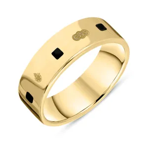 18ct Yellow Gold Whitby Jet Queen's Jubilee Hallmark Princess Cut 6mm Ring D