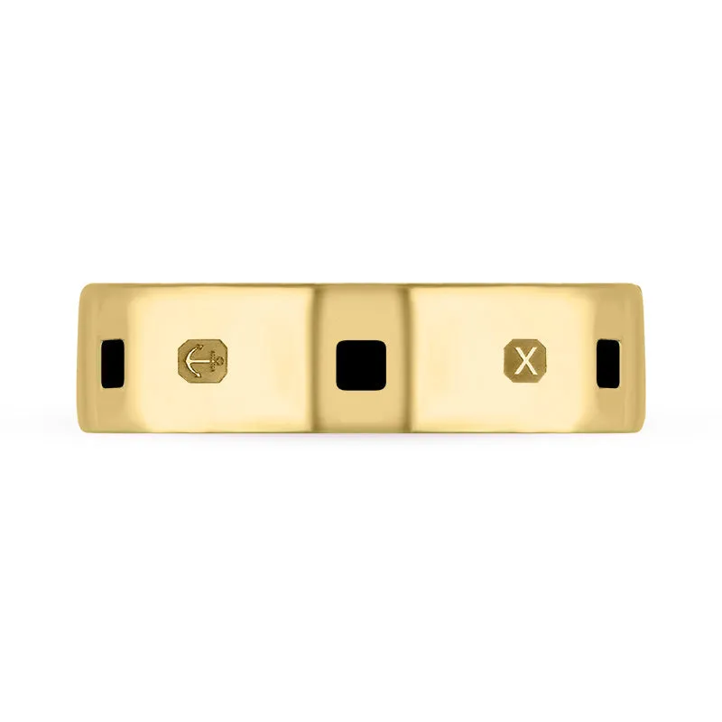 18ct Yellow Gold Whitby Jet Queen's Jubilee Hallmark Princess Cut 6mm Ring D